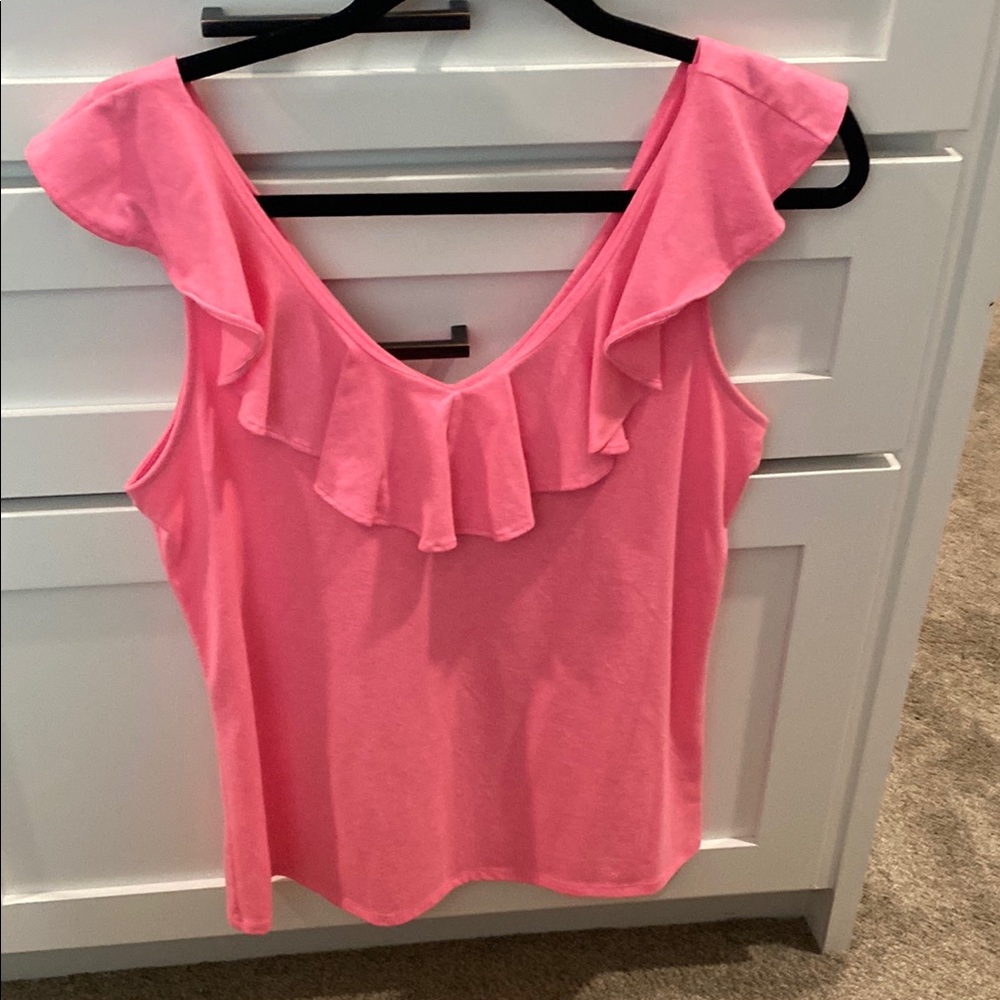 Pink Ruffle Sleeveless Top